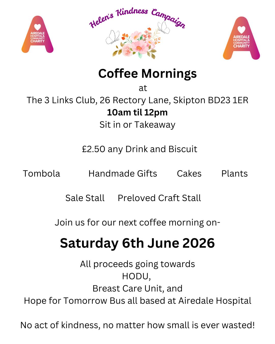 Helen's Kindnes Campaign Coffee Mornings