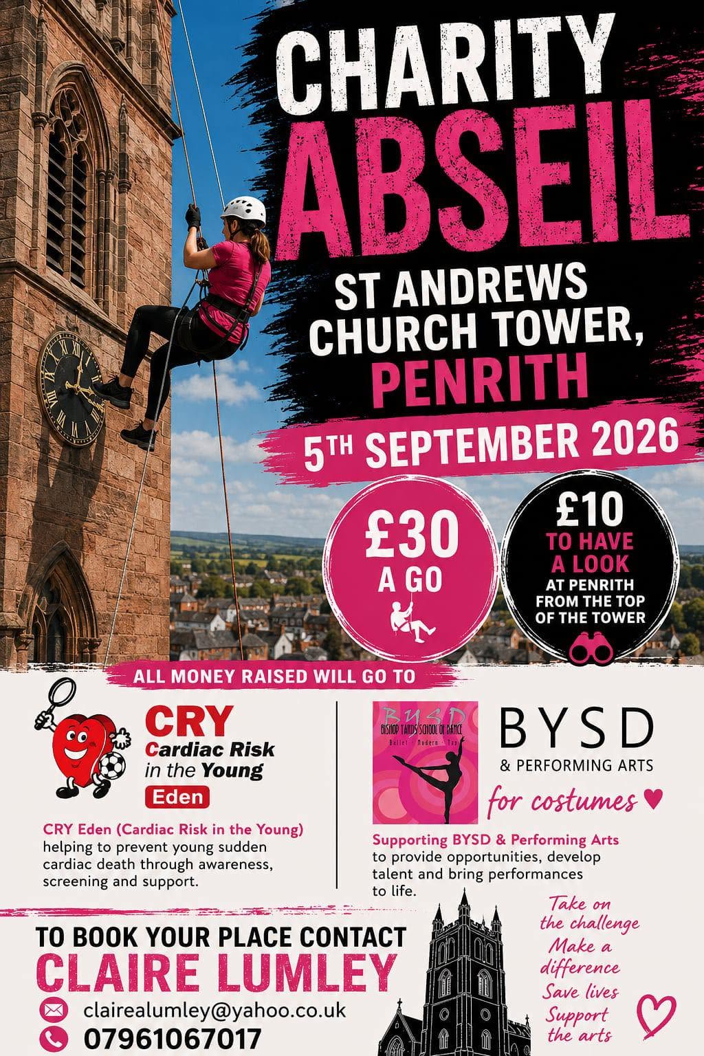 Charity Abseil St Andrews Church Tower, Penrith