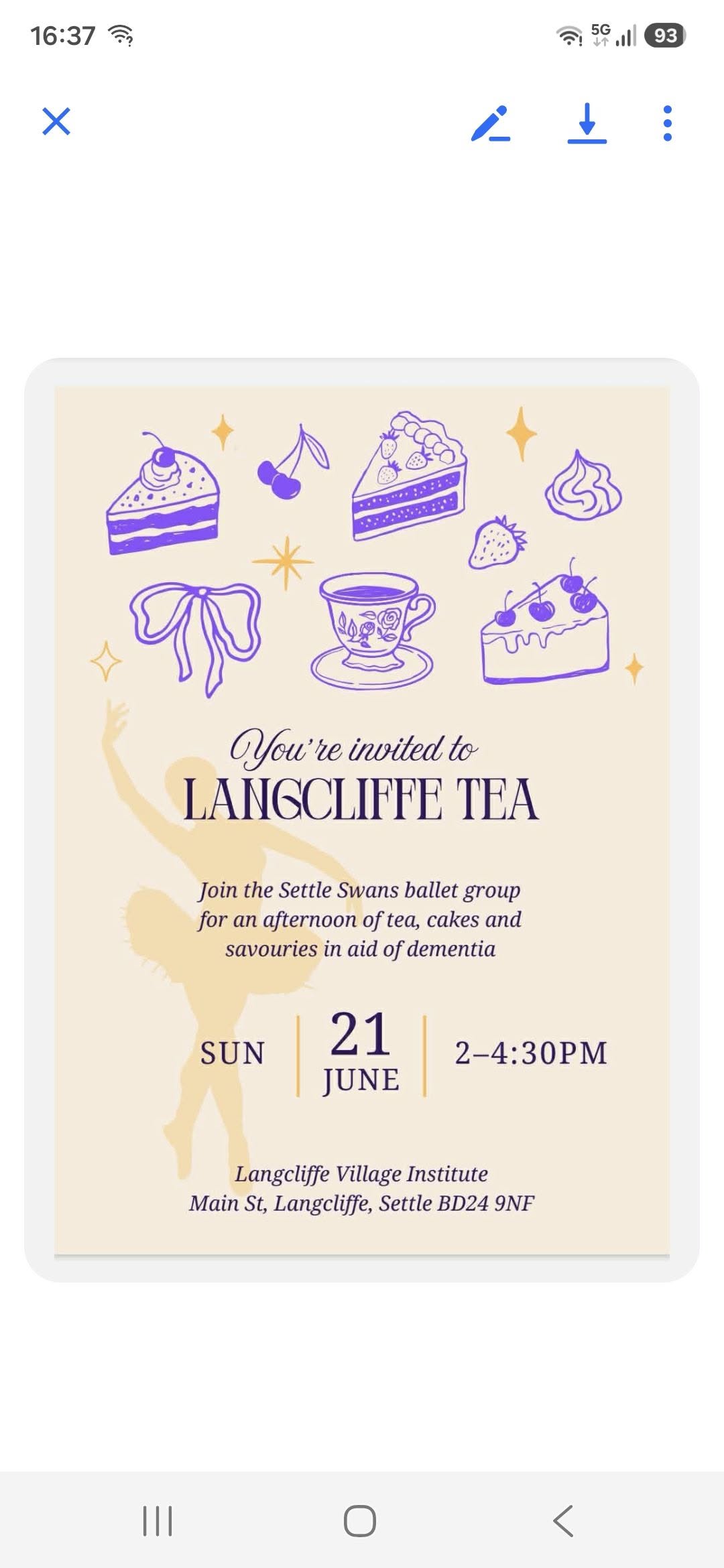 You're invited to Langcliffe Tea