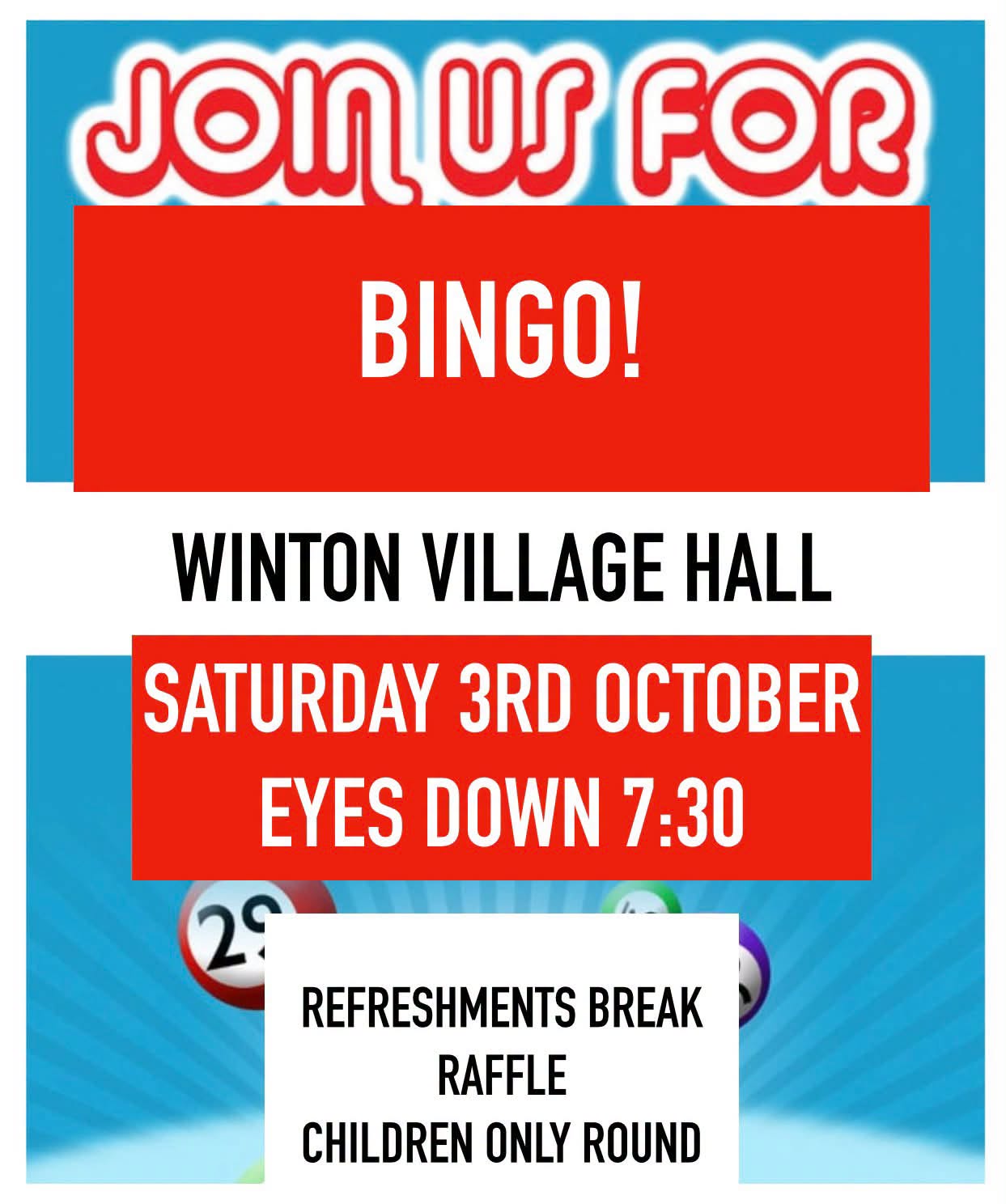 Bingo at Winton Village Hall