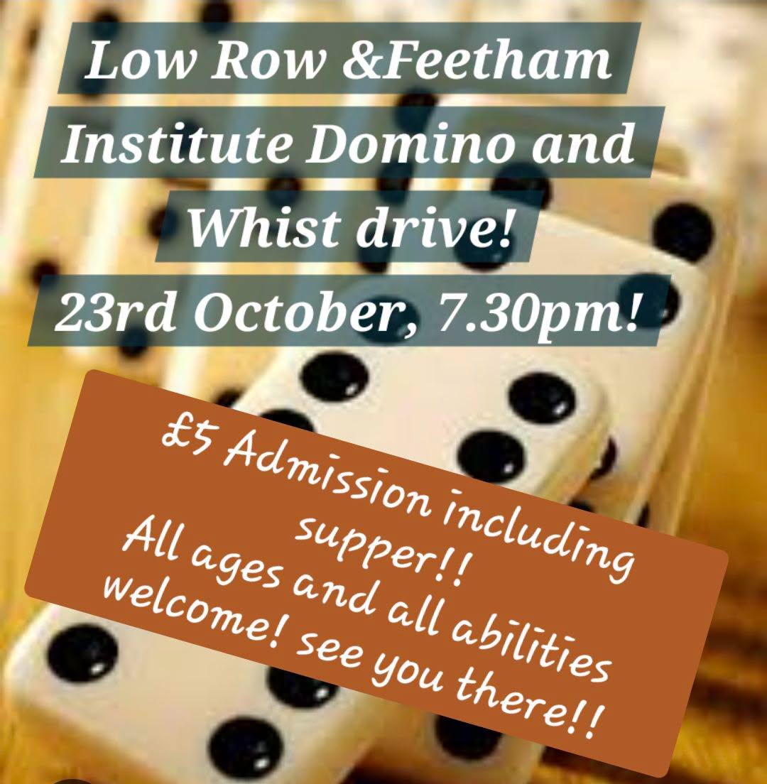 Low Row & Feetham Institute Domino and Whist drive!