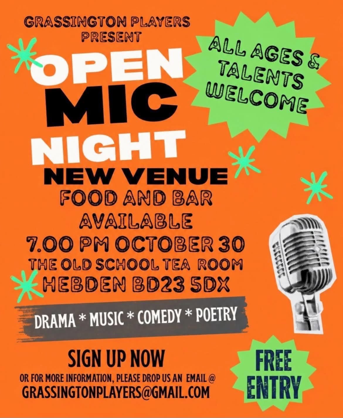 Grassington Players Present Open Mic Night