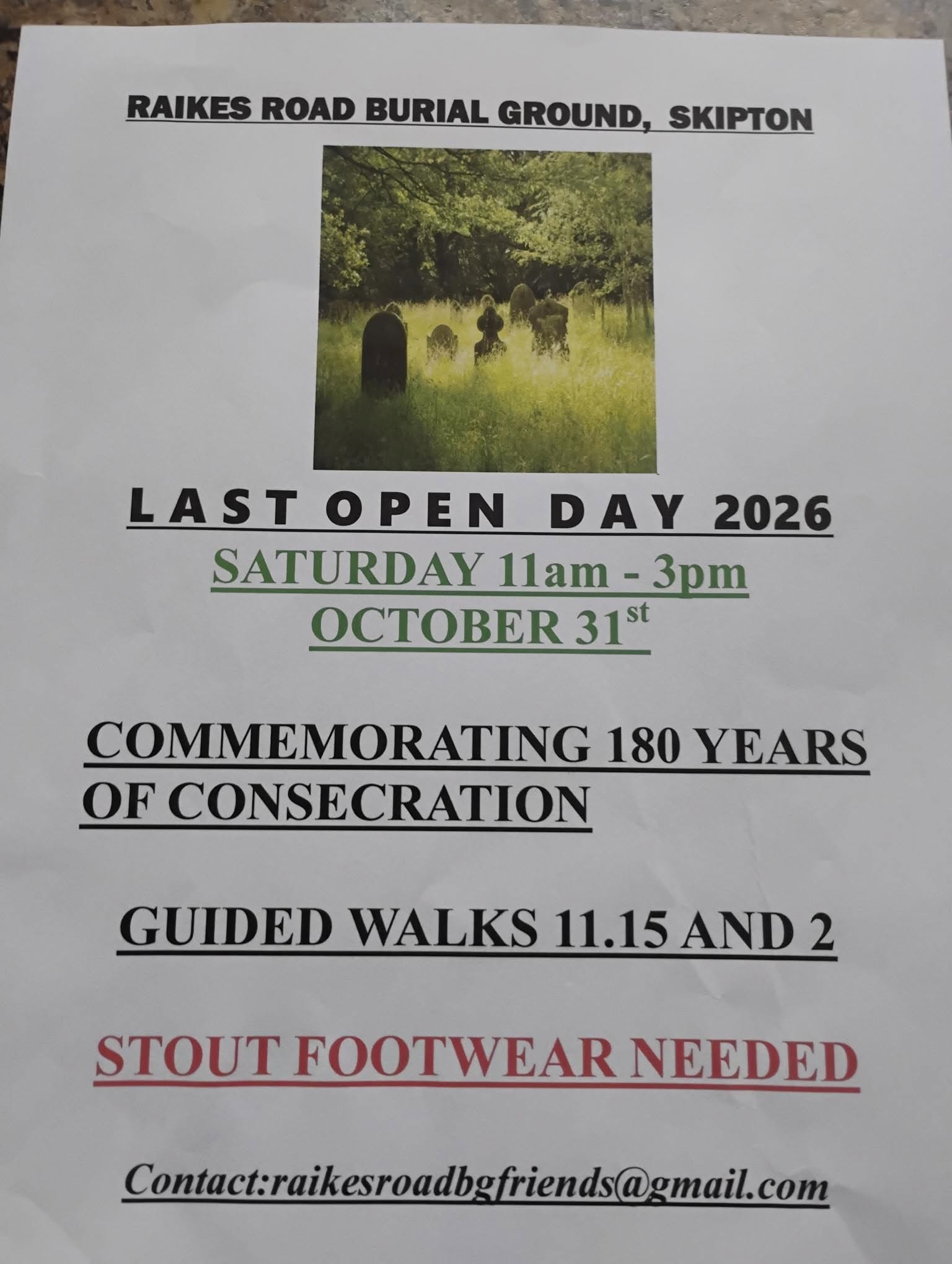 Raikes Road Burial Ground Skipton Last Open Day 2026