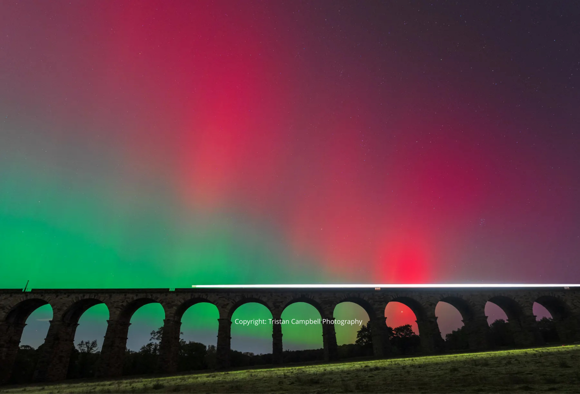 1. Rare Aurora Display Over Ribblehead Viaduct